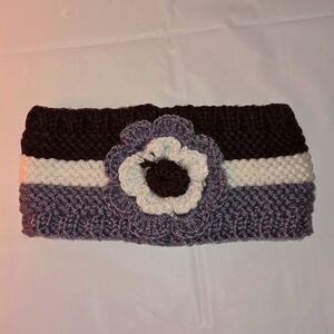 Tickled Pink Warm Ear with Flower Brown, White, Gray